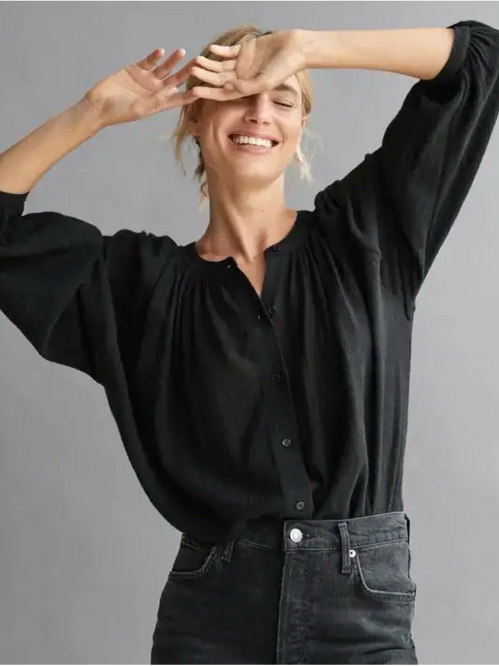 Jenni Kayne M Wool Blend Willow Top Flowy Lightweight Minimalist Quiet Luxury